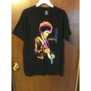 Jimi Hendrix Graphic  Men's T-Shirt Black With Colorful Abstract Sz S